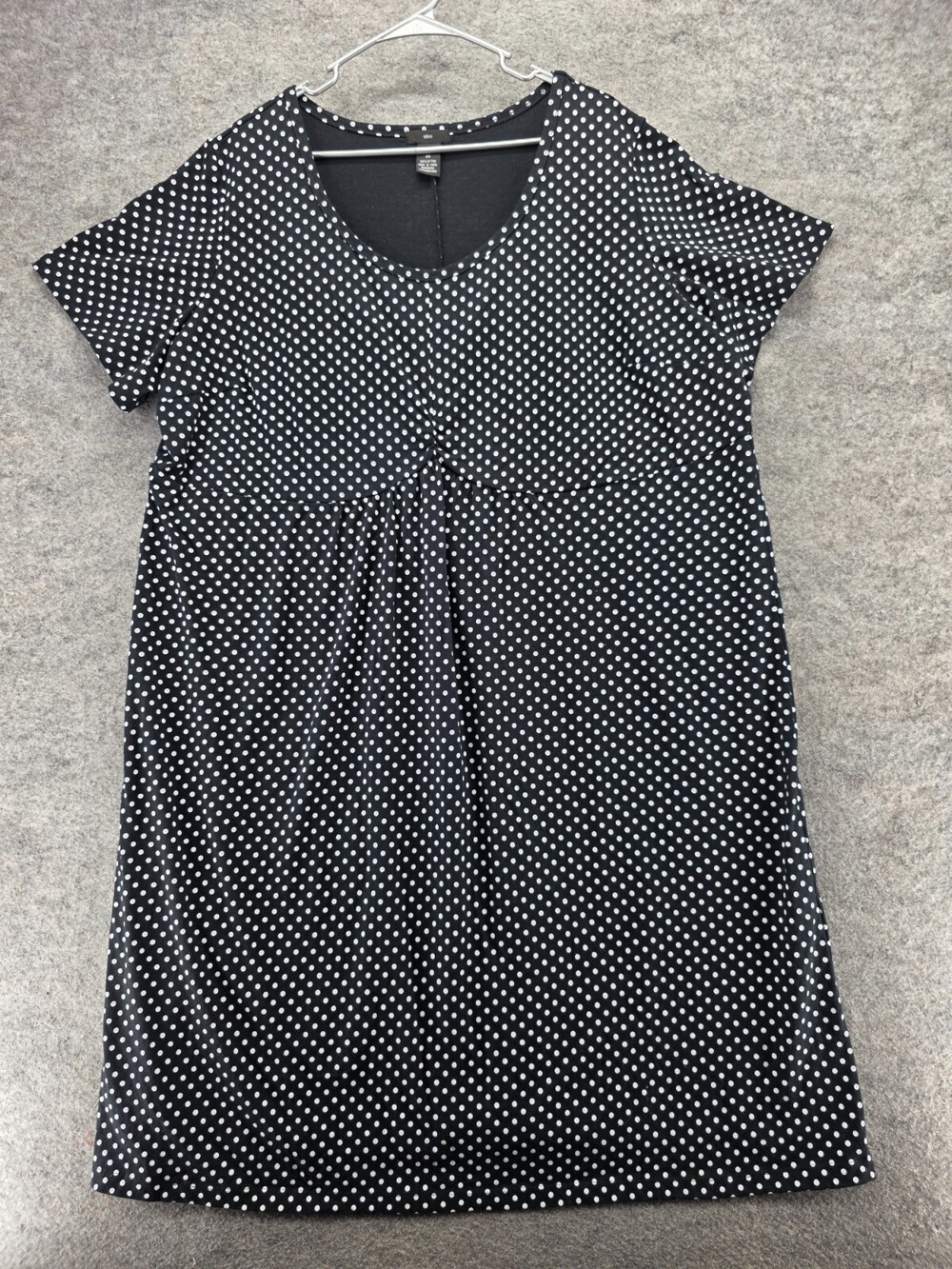 Ellos Dress Womens 2X Short Sleeve Black Polka Dot Sheath
